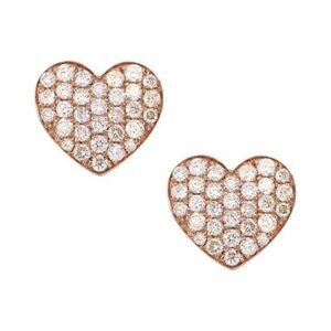 Rose Gold Pave Diamond Heart Earrings for Women - Gold Jewelry for Women